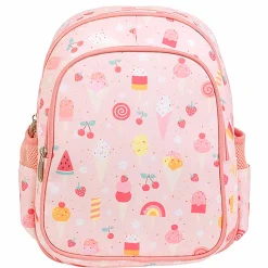 A Little Lovely Company Backpack, Insulated Front Pocket - Pink with Ice Cream Cones