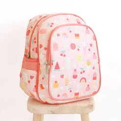 A Little Lovely Company Backpack, Insulated Front Pocket - Pink with Ice Cream Cones