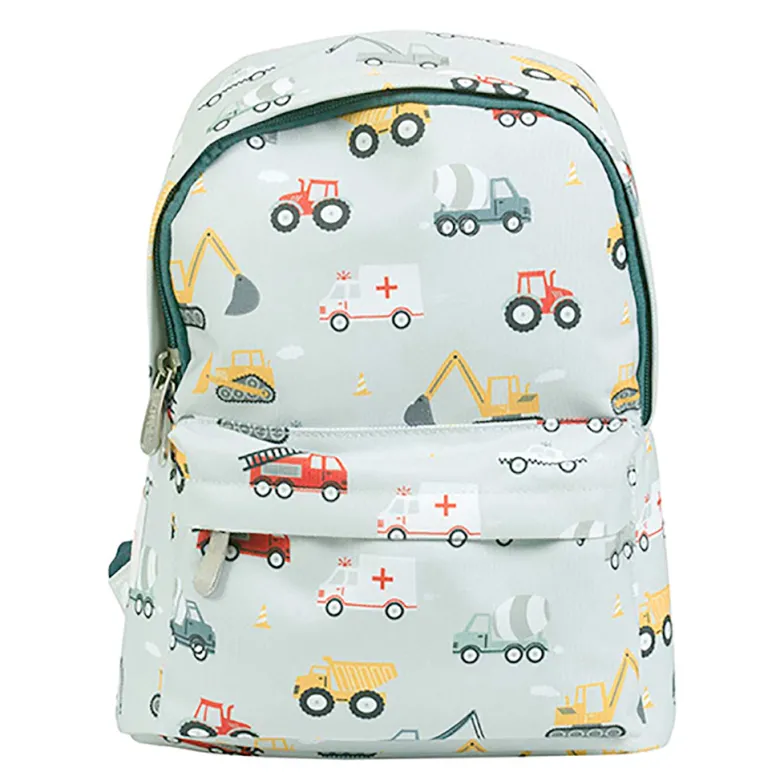 A Little Lovely Company Backpack, Small - Light Blue with Vehicles