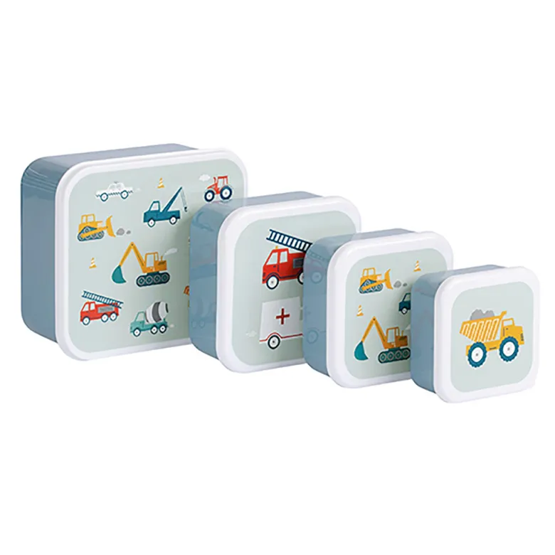 A Little Lovely Company Lunchbox Set, 4 Pieces - Vehicles