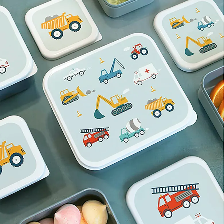 A Little Lovely Company Lunchbox Set, 4 Pieces - Vehicles