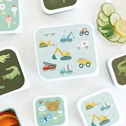 A Little Lovely Company Lunchbox Set, 4 Pieces - Vehicles