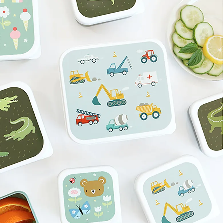 A Little Lovely Company Lunchbox Set, 4 Pieces - Vehicles