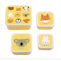 A Little Lovely Company Lunchbox Set, 4 Pieces - Animal Friends
