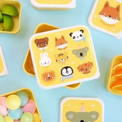A Little Lovely Company Lunchbox Set, 4 Pieces - Animal Friends