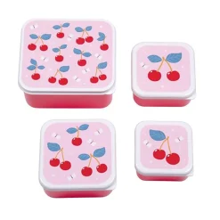 A Little Lovely Company Lunchbox Set, 4 Pieces - Cherry