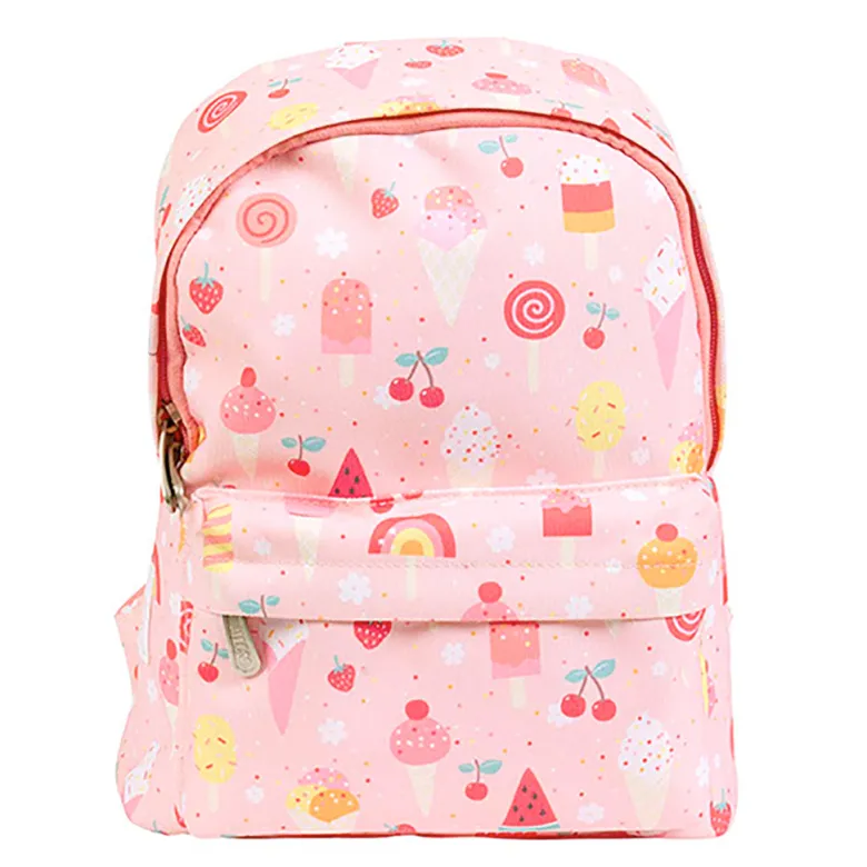 A Little Lovely Company Small Backpack – Pink with Ice Cream Cones