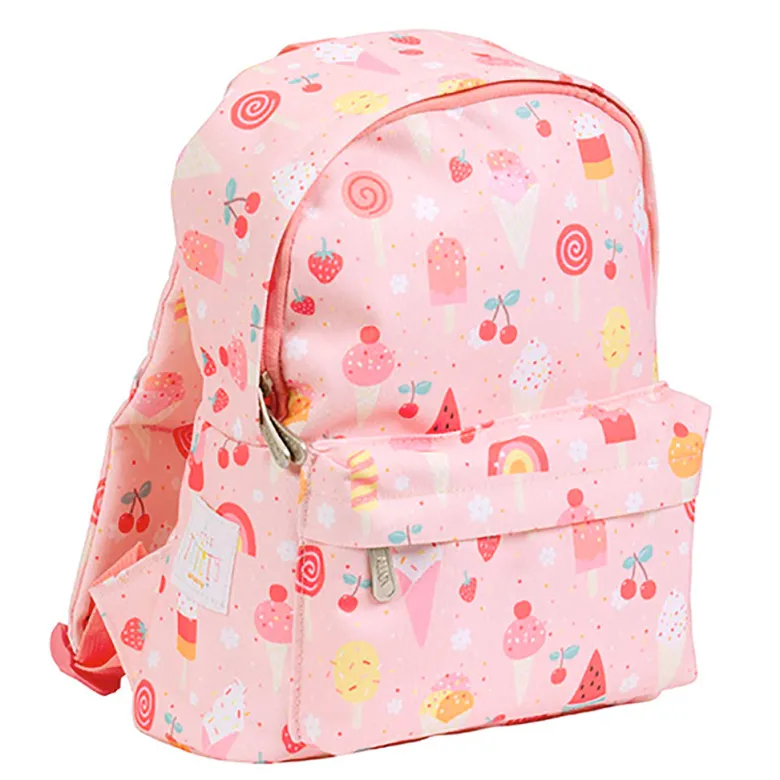 A Little Lovely Company Small Backpack – Pink with Ice Cream Cones