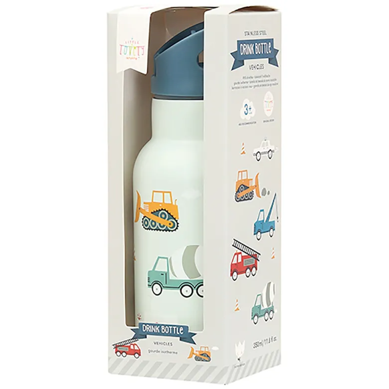 "A Little Lovely Company Stainless Steel Water Bottle, Vehicles"