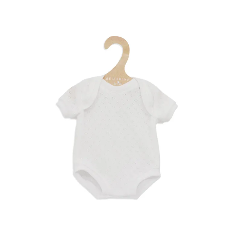 Así dukketøj til Leo og Leonora babydukke, str. 46 cm - Hvid kortærmet bodystocking