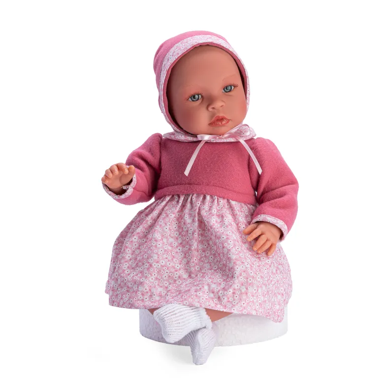 Así Leonora babydukke, 46 cm - Mørkrosa top og kyse