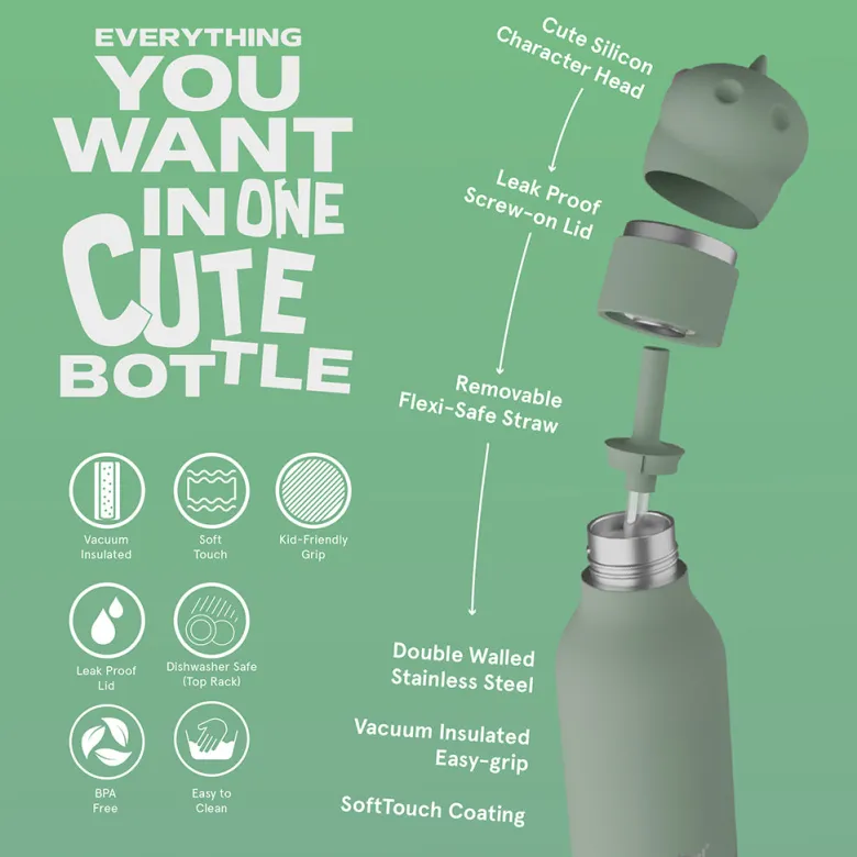 Asobu Bestie Animal Thermo Drink Bottle, 460 ml - Dinosaur