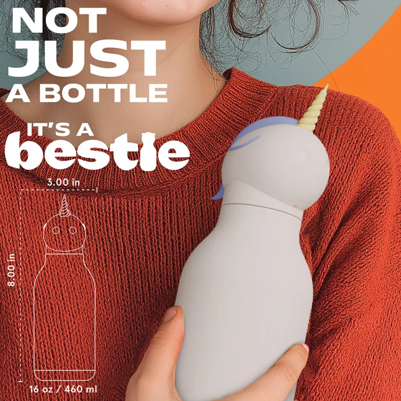 Asobu Bestie Animal Thermo Drinking Bottle, 460 ml - Unicorn