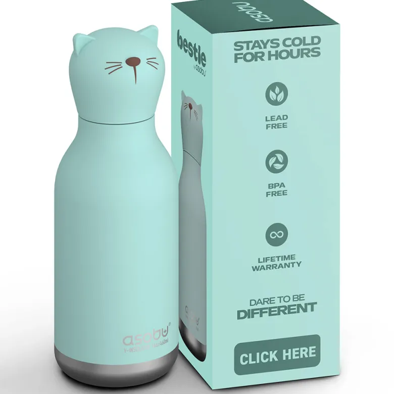 Asobu Bestie Animal Thermal Water Bottle, 460 ml - Cat