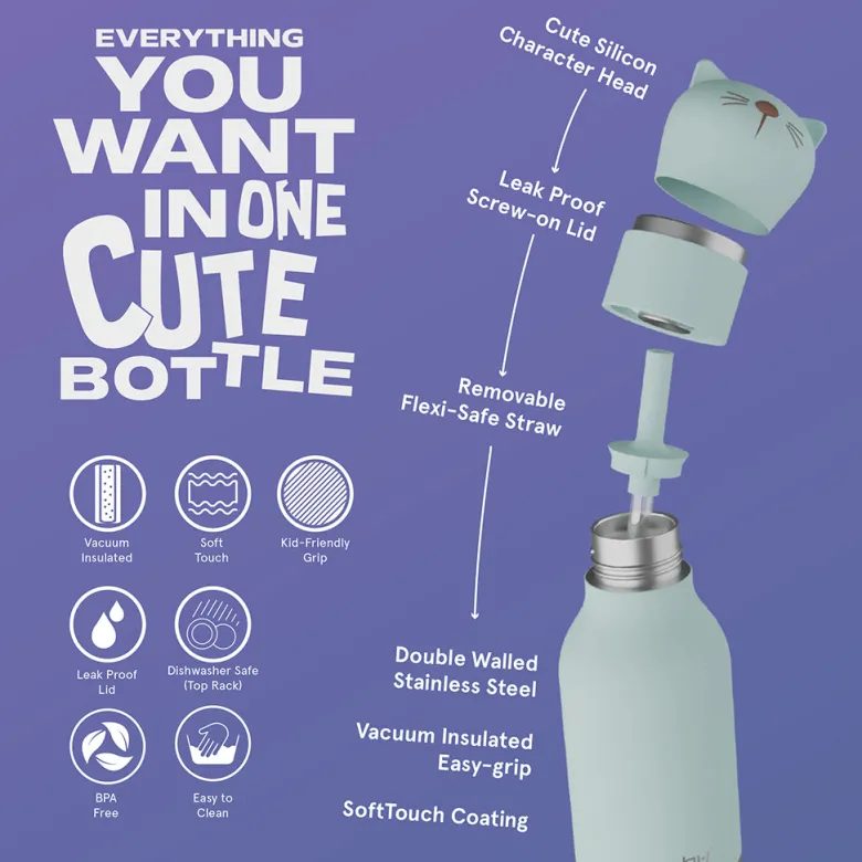 Asobu Bestie Animal Thermal Water Bottle, 460 ml - Cat