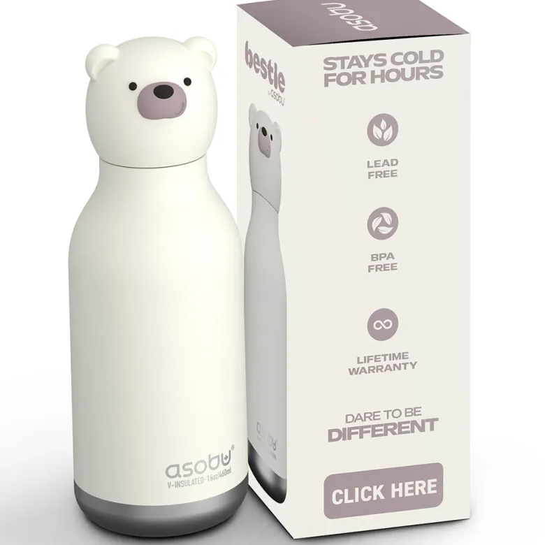 Asobu Bestie Animal Thermal Drink Bottle, 460 ml - Polar Bear