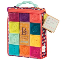 B Toys One Two Squeeze - Soft Blocks, Mint