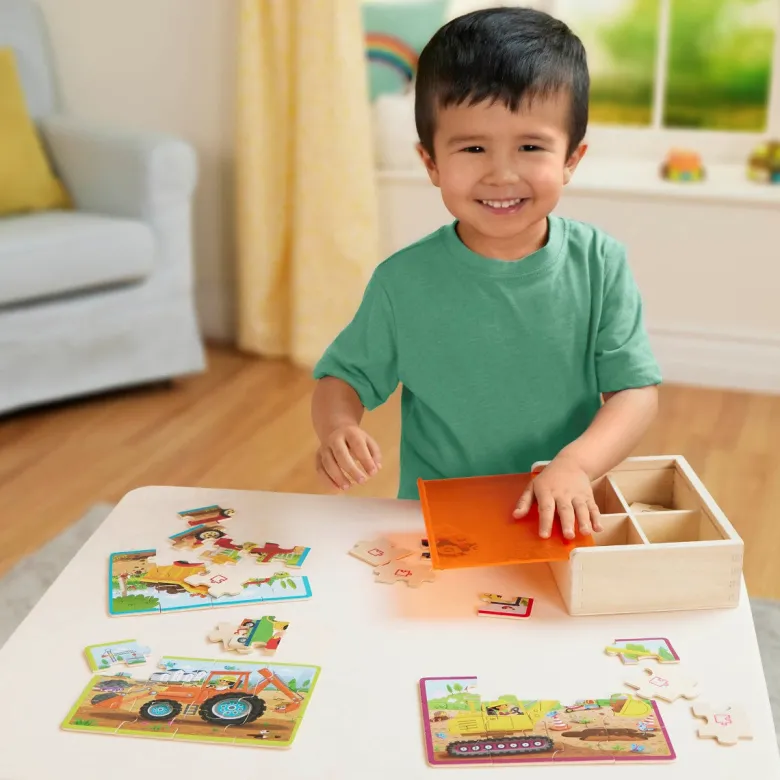 B Toys Puzzle, 4-in-1 - Construction Vehicles