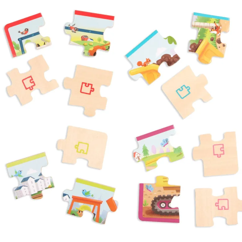 B Toys Puzzle, 4-in-1 - Construction Vehicles