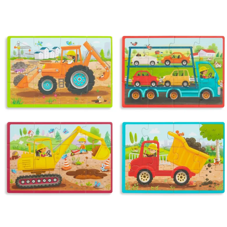 B Toys Puzzle, 4-in-1 - Construction Vehicles