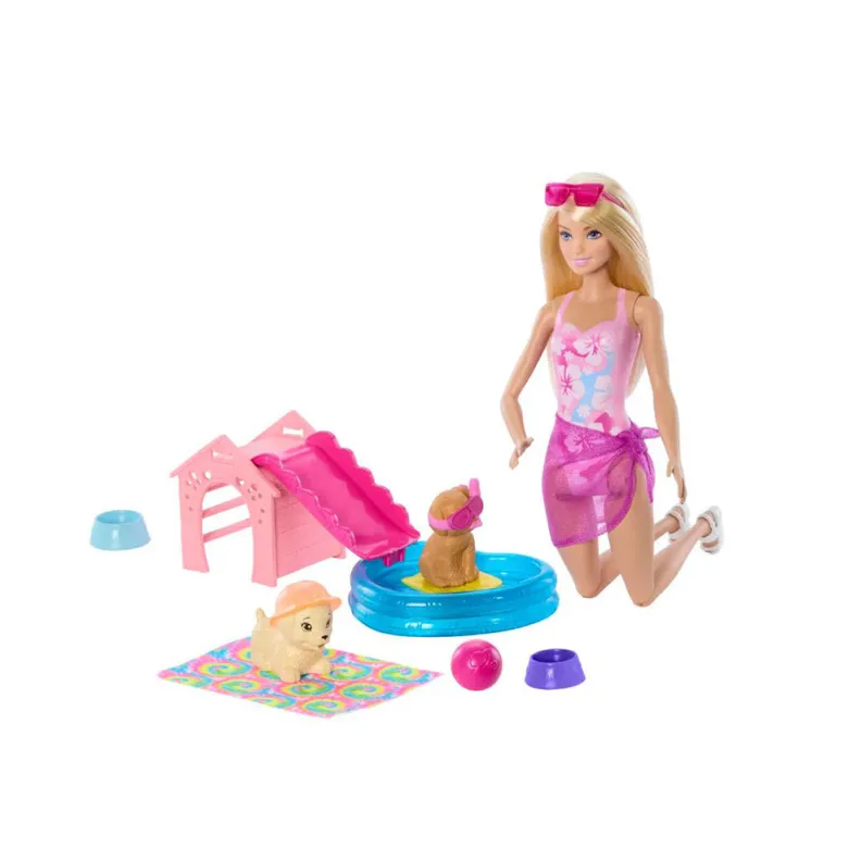 Barbie Puppy Pool Party Aloha Blonde legesæt