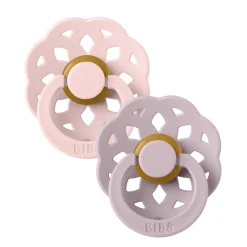 Bibs Boheme 2-Pack, Natural Rubber Pacifier, Size 2 - Blossom/Dusky Lilac