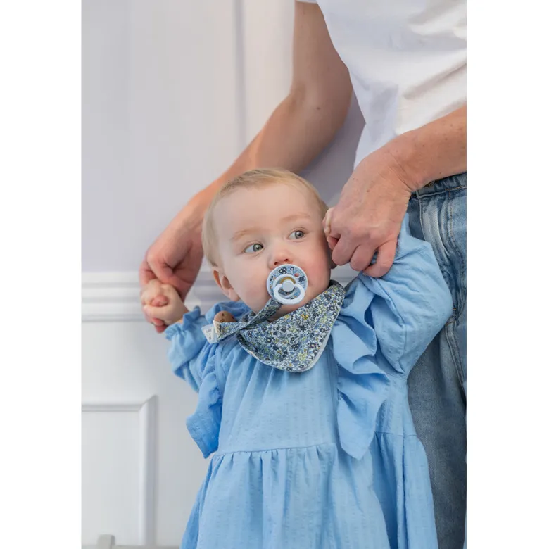 Bibs Liberty, 2-Pack Color, Natural Rubber Pacifiers, Size 2 - Chamomile Lawn - Baby Blue Mix