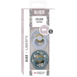Bibs Liberty, 2-Pack Color, Natural Rubber Pacifiers, Size 2 - Capel - Dusty Blue Mix