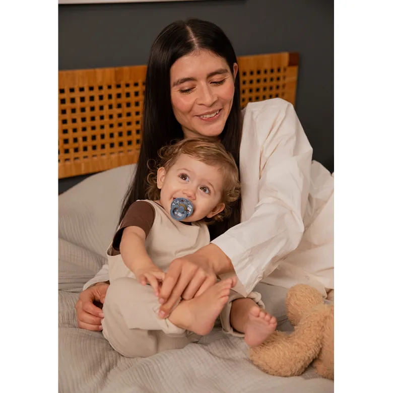 Bibs Liberty, 2-Pack Color, Natural Rubber Pacifiers, Size 2 - Capel - Dusty Blue Mix