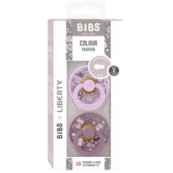 Bibs Liberty, 2-Pack Colour, Natural Rubber Pacifiers, Size 2 – Chamomile Lawn – Violet Sky Mix