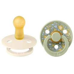 Bibs Liberty, 2-Pack Colour, Natural Rubber Pacifiers, Size 2 - Eloise - Sage Mix