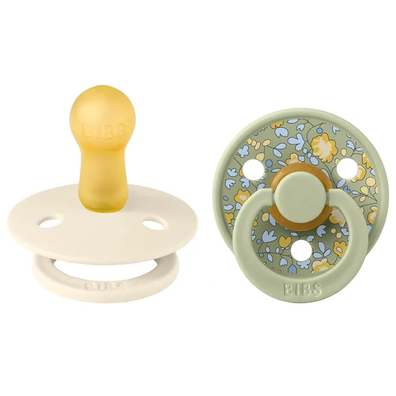 Bibs Liberty, 2-Pack Colour, Natural Rubber Pacifiers, Size 2 - Eloise - Sage Mix