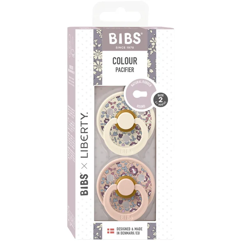 Bibs Liberty, 2-Pack Colour, Natural Rubber Pacifiers, Size 2 - Eloise - Blush Mix