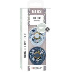 Bibs Liberty, 2-Pack Colour Chamomile Lawne, Natural Rubber Pacifiers, Size 2 - Baby Blue Mix