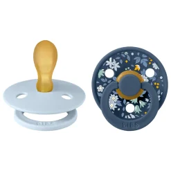 Bibs Liberty, 2-Pack Colour Chamomile Lawne, Natural Rubber Pacifiers, Size 2 - Baby Blue Mix