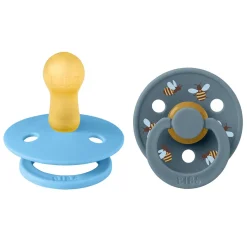 Bibs Natural Rubber Pacifier, Set of 2, Size 2 - Studio Colour, Bumblebee - Breeze Mix
