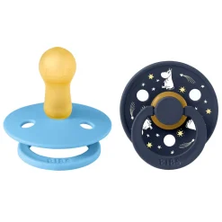 Bibs Natural Rubber Pacifier, 2-Pack, Size 2 - Moomin, Good Night - Breeze Mix