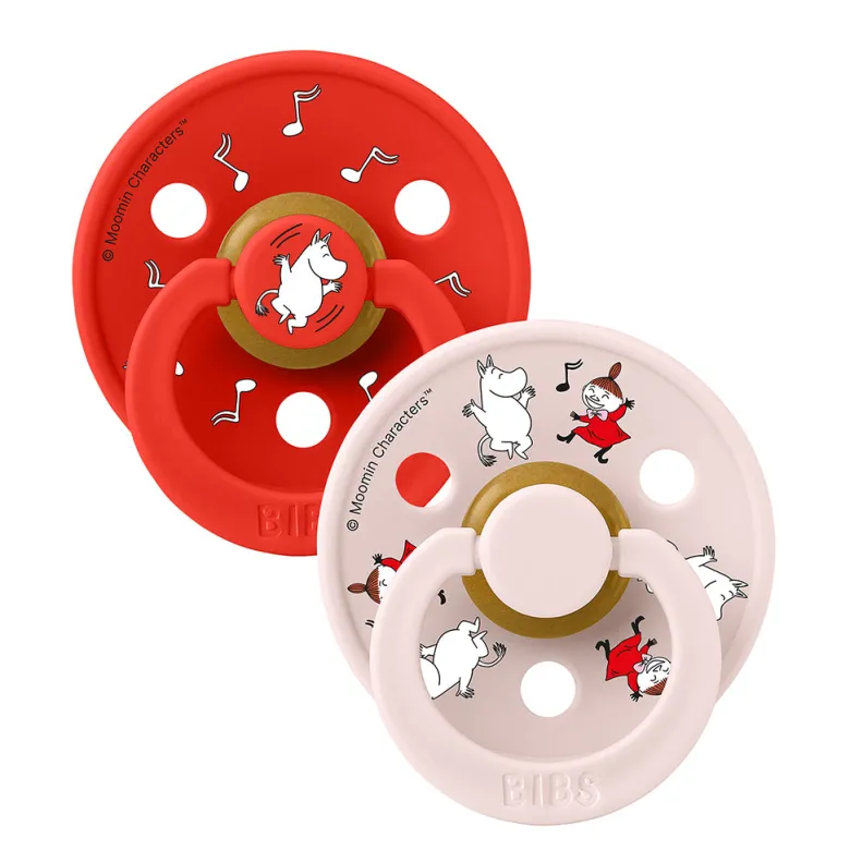 Bibs Natural Rubber Pacifiers, 2-Pack, Size 2 - Moomin, Dancing Candy - Apple Mix