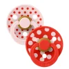 Bibs Natural Rubber Pacifier, 2-Pack, Size 2 - Studio Colour, Polka - Blossom/Candy Apple