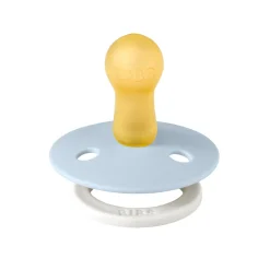Bibs Pacifier, Natural Rubber, Size 2 – Baby Blue GLOW