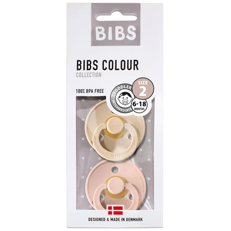 Bibs 2-Pack, Natural Rubber Pacifiers, Size 2 - Vanilla/Blush