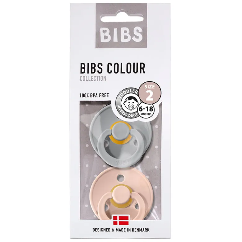 Bibs 2-Pack, Natural Rubber Pacifiers, Size 2 - Cloud/Blush