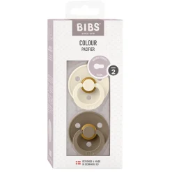 Bibs 2-Pack, Natural Rubber Soothers, Size 2 – Ivory/Dark Oak