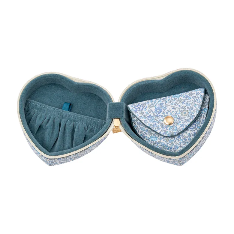 Bon Dep Jewelry Box with Liberty Print, Heart - Katie and Millie Light Blue