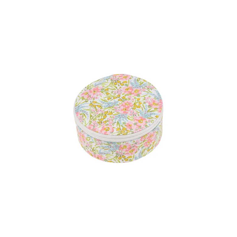 Bon Dep Jewelry Box with Liberty Print, Round - Swirling Petals Pink