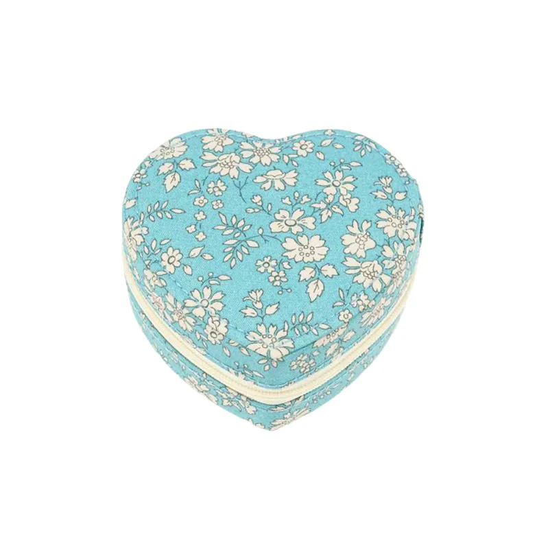 Bon Dep Jewelry Box with Liberty Print, Heart - Capel Soft Teal