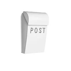 Bruka Design postkasse, Micro – White with silver lettering