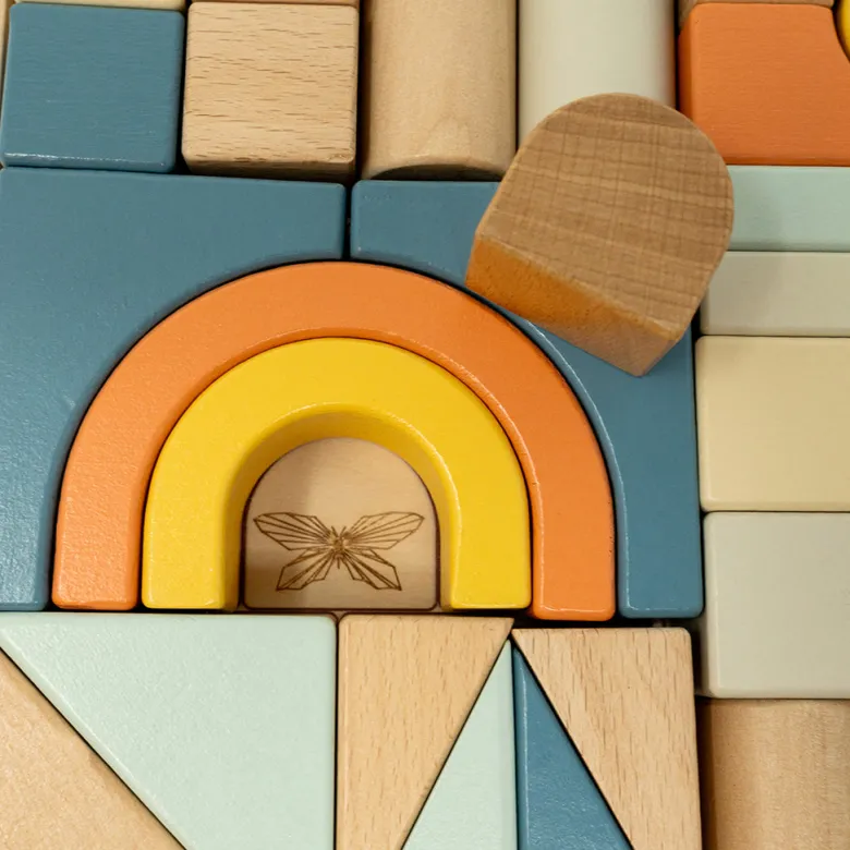 By Astrup Wooden Blocks in Tray - Blue