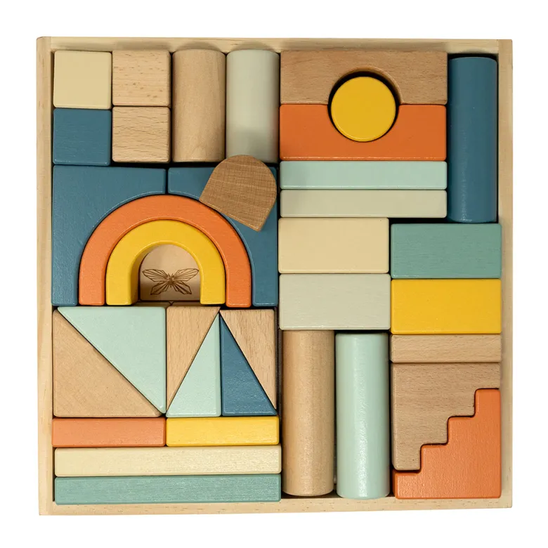 By Astrup Wooden Blocks in Tray - Blue