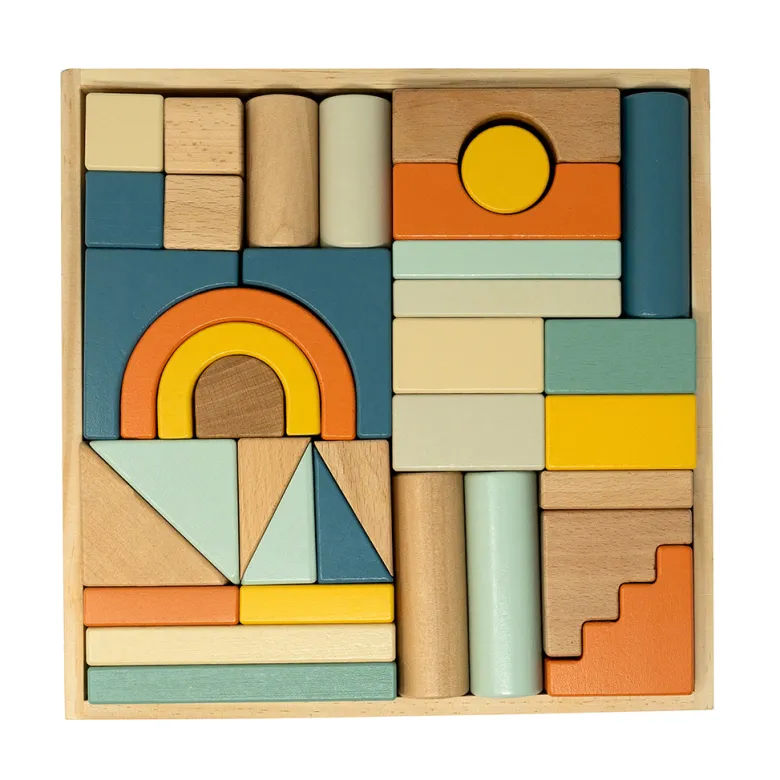 By Astrup Wooden Blocks in Tray - Blue